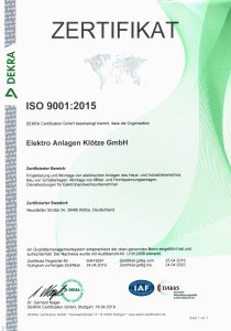 Zertifikat ISO 9001-2015